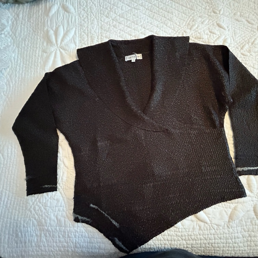 ANNE FONTAINE BLACK FAUX WRAP TOP